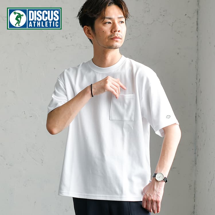 DISCUS(R) ドライタッチ ポケ付き クルーネック 半袖Tシャツ
